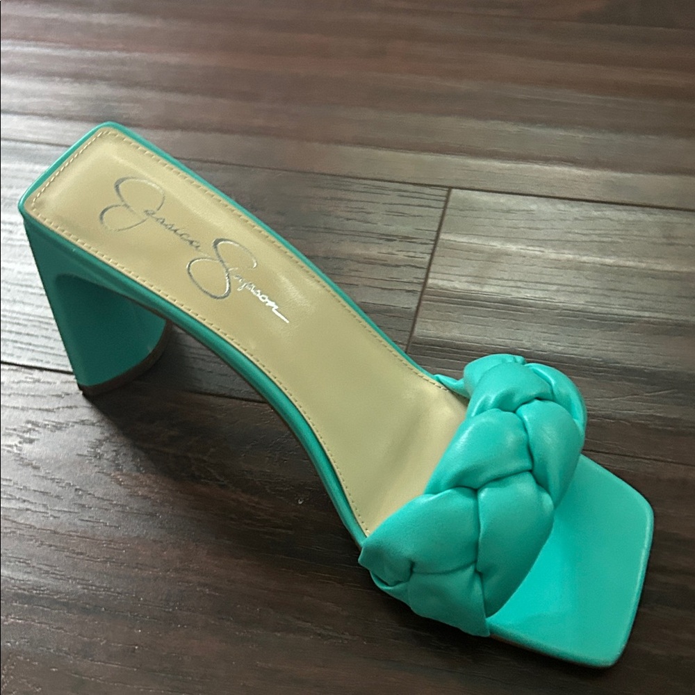 Jessica Simpson Aqua Braided Heels